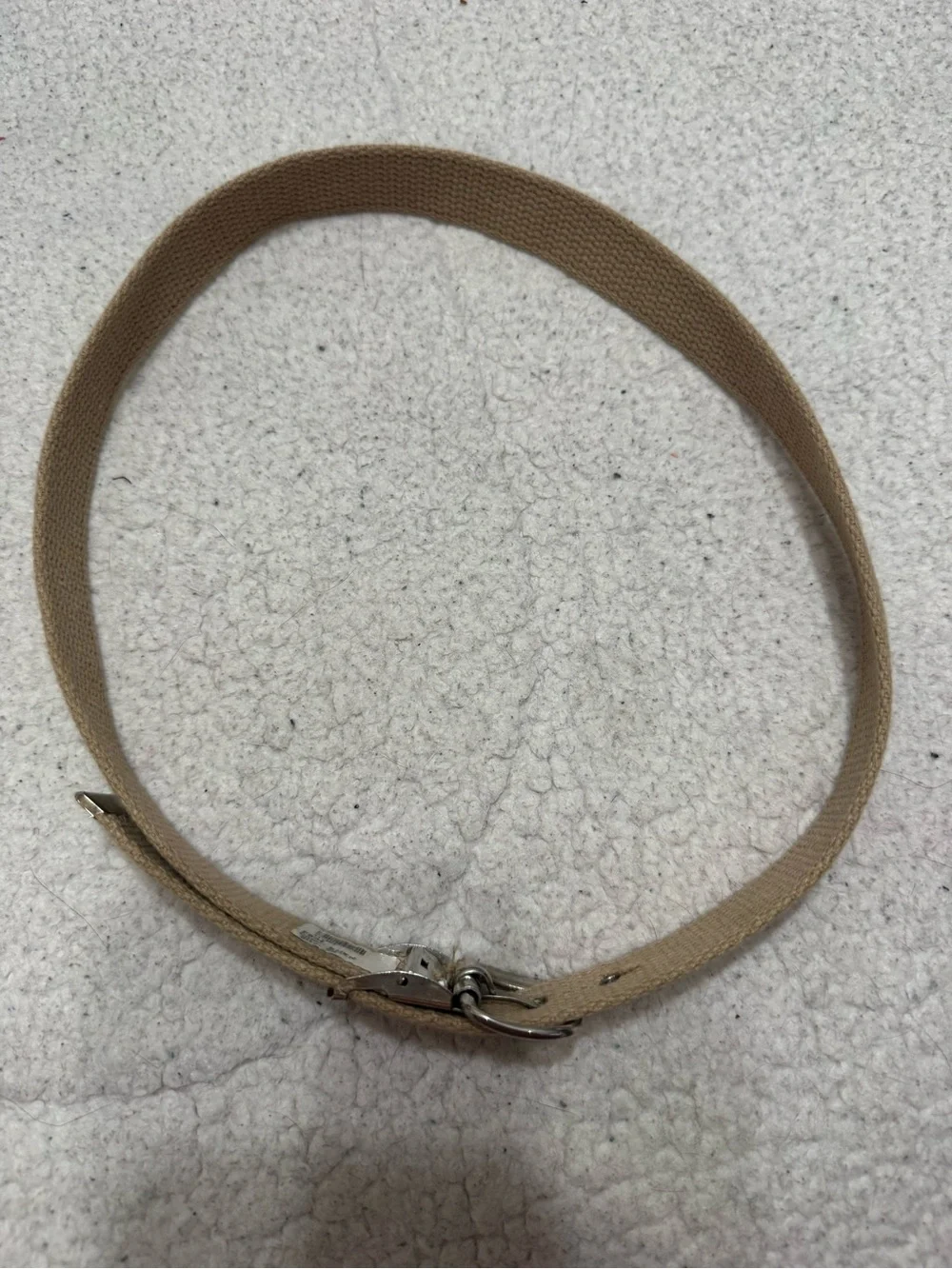 Beige Canvas Belt with Silver Buckle
